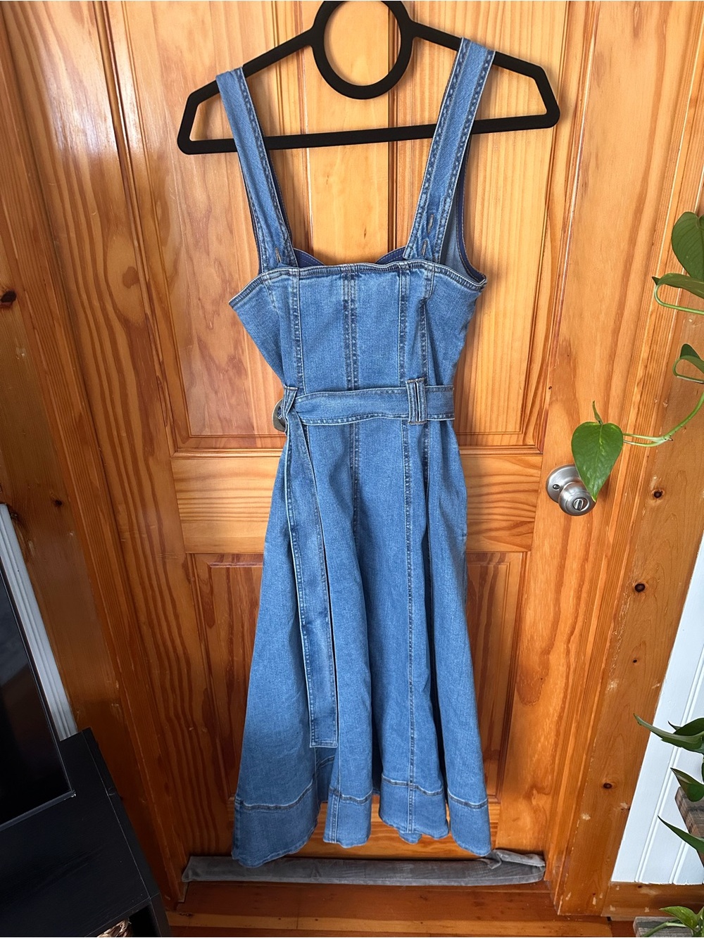 NWOT house of Harlow Denim Button-Front A-Line Dress with Belt - Blue - Picture 9 of 11